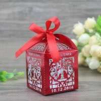 Wedding Box Customized Red Box with Ribbon Candy Box